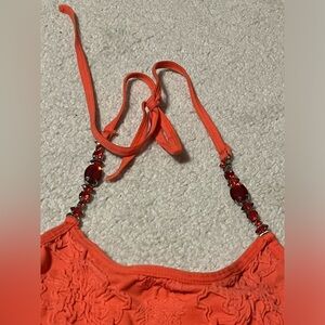 Bright beaded tie up summer top/summer dress